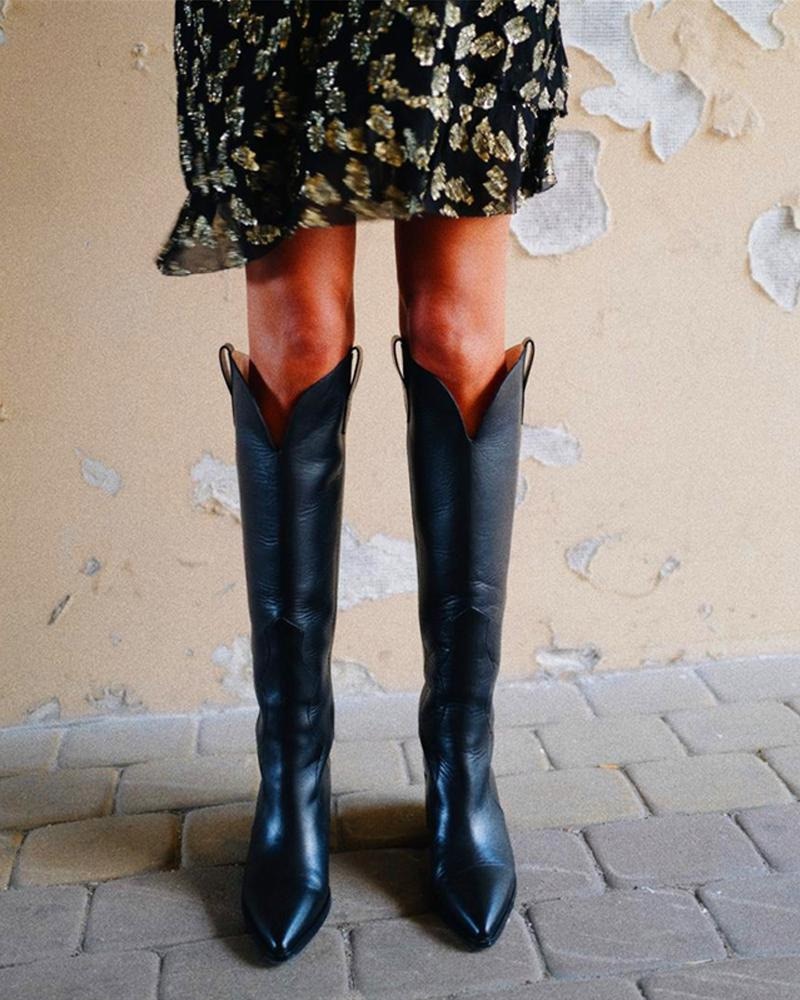The Black High Knee Boots