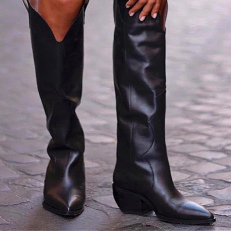 The Black High Knee Boots