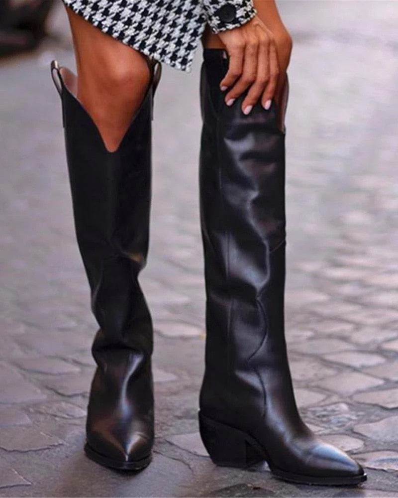 The Black High Knee Boots