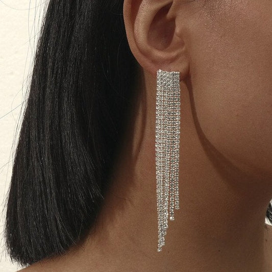 Long Crystal Rhinestone Earrings