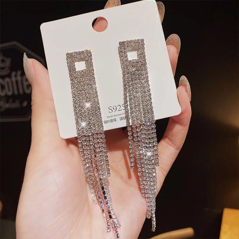 Long Crystal Rhinestone Earrings