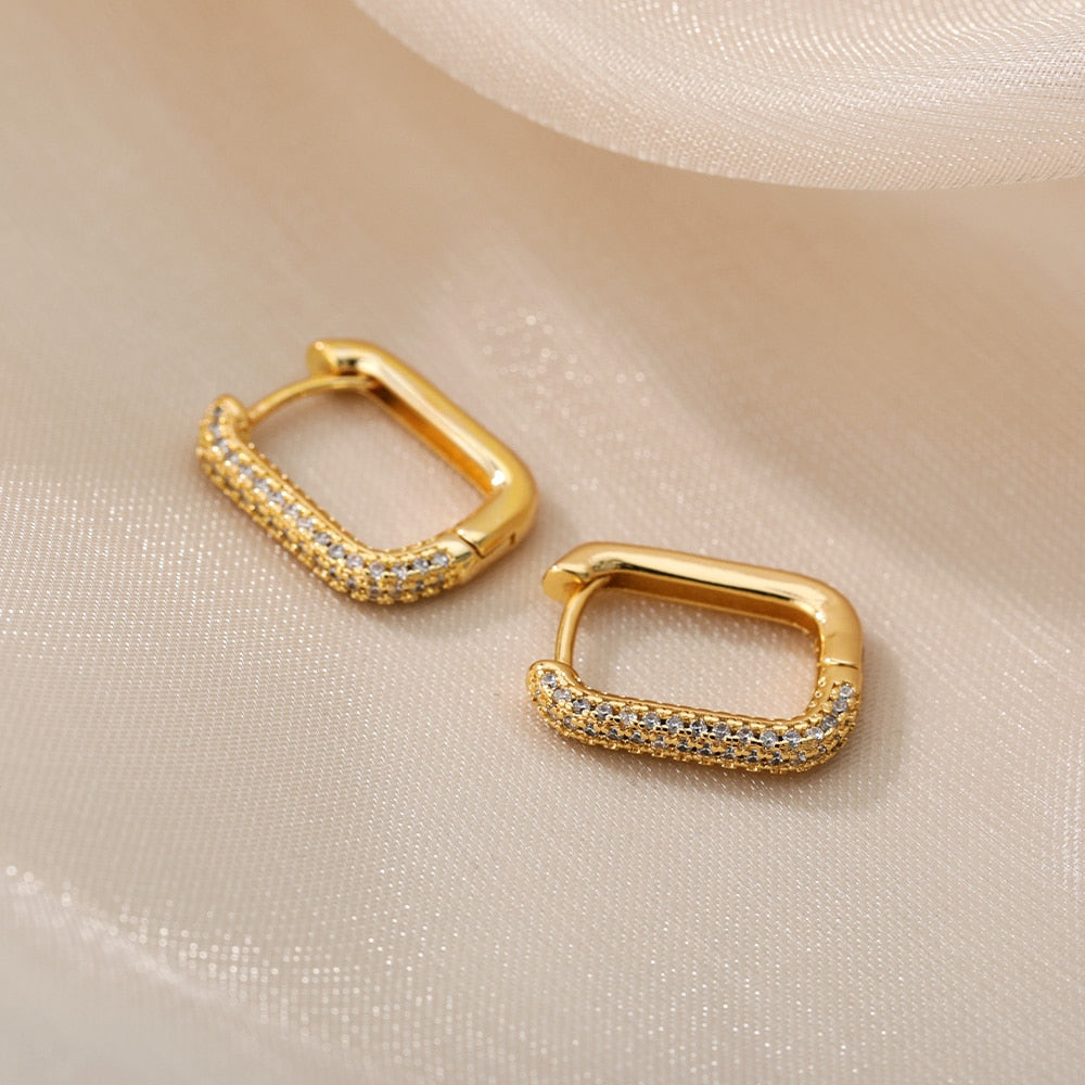 Sparkle Square Hoop Earrings