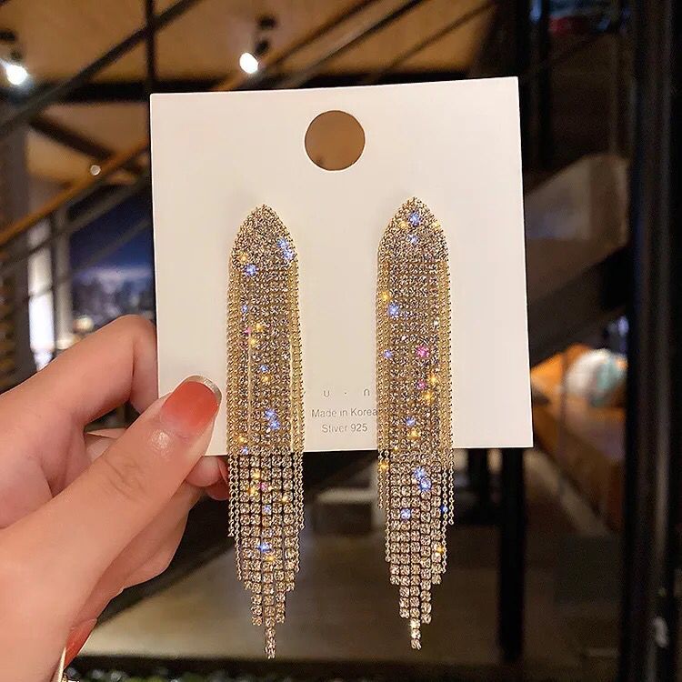 Long Crystal Rhinestone Earrings
