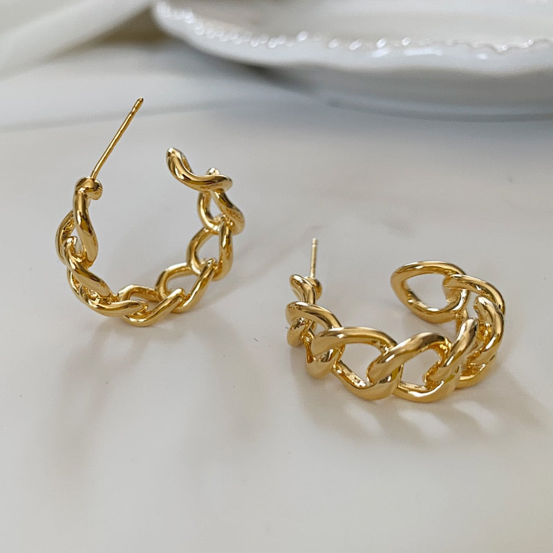 Retro Gold Pendant Earrings