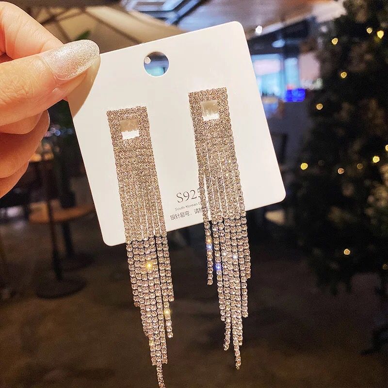 Long Crystal Rhinestone Earrings