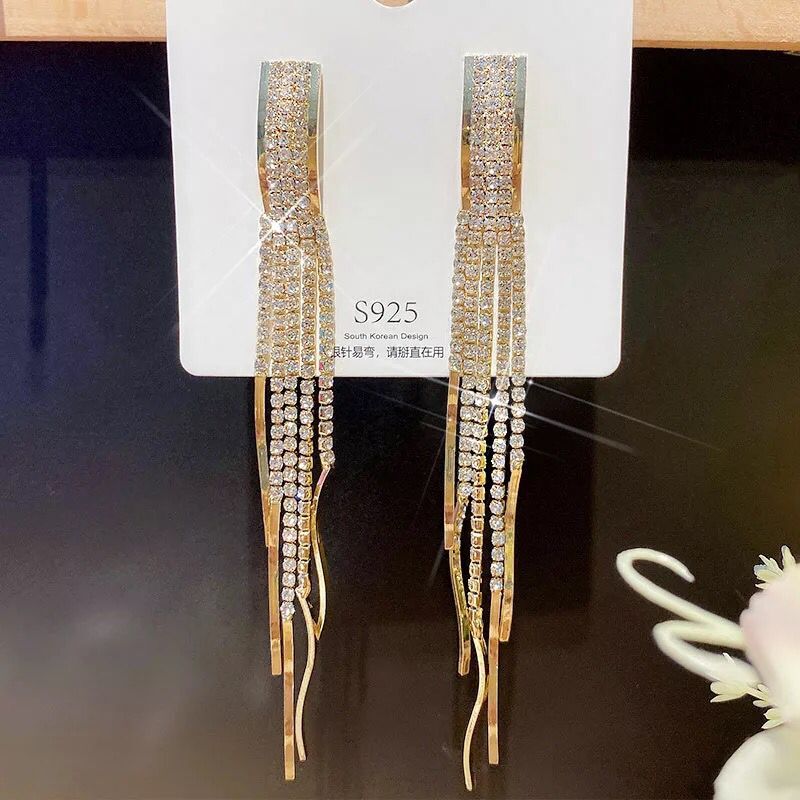 Long Crystal Rhinestone Earrings