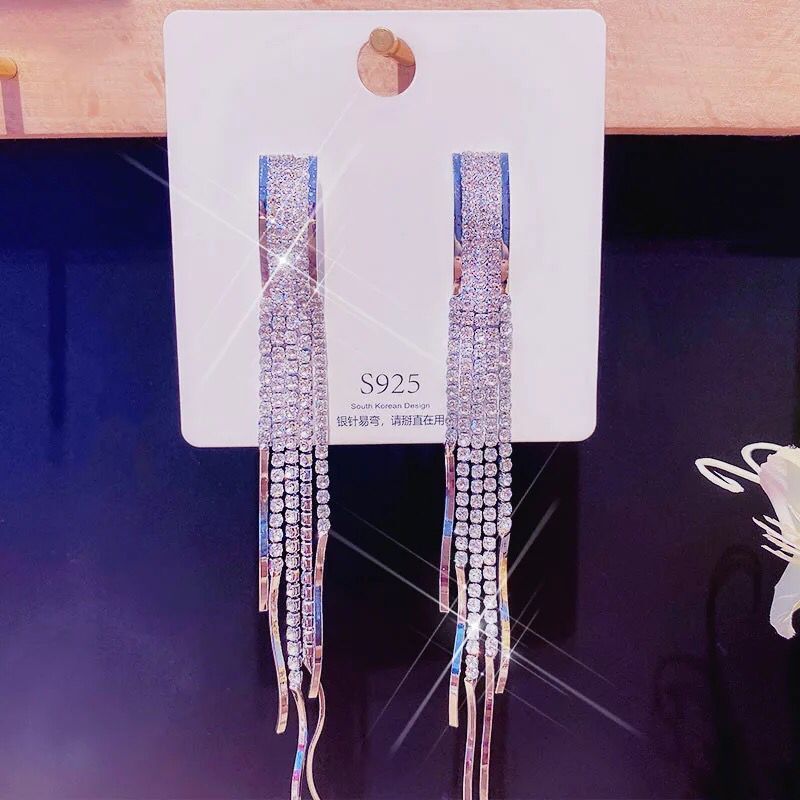 Long Crystal Rhinestone Earrings
