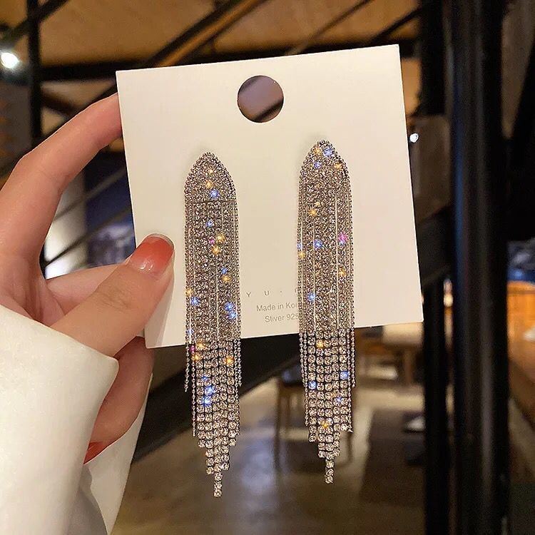 Long Crystal Rhinestone Earrings