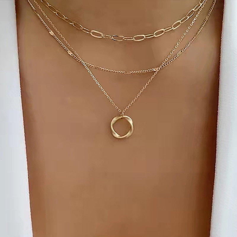 Crystal Heart Layered Pendant Necklace